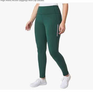 Mondetta Forest Green Leggings with Zip Accent